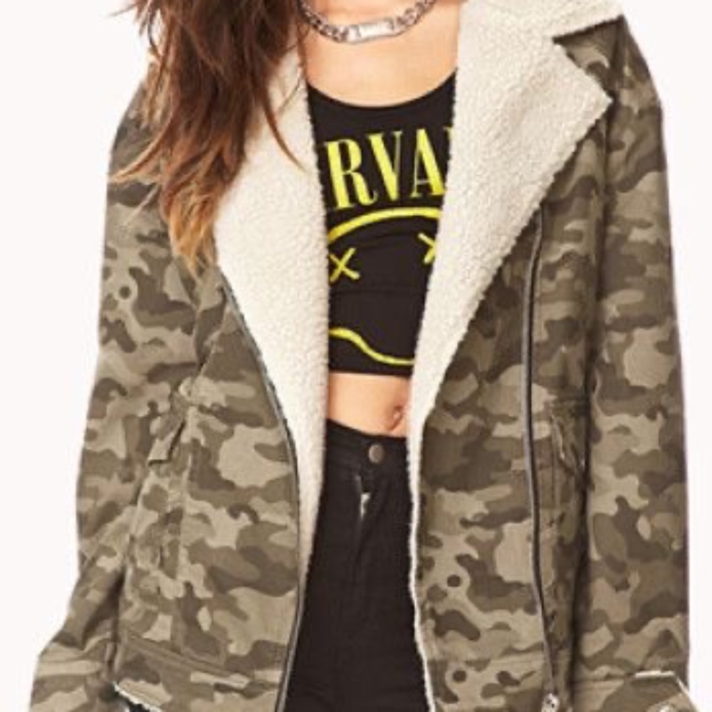 Forever 21 camo aviator jacket